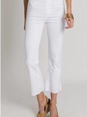 SPANX White Ankle Crop Flare Jeans
